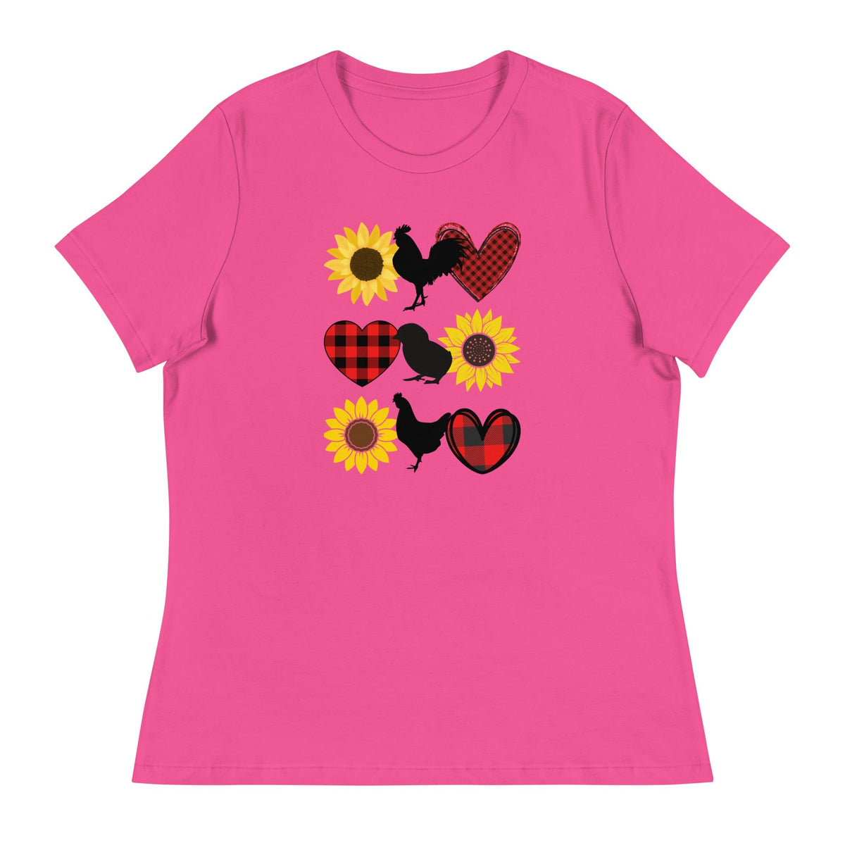 Sunflower Chicken Women&#39;s Relaxed T-Shirt - Cluck It All Farms