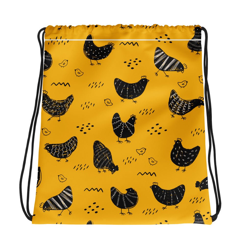 Vintage Yellow Chicken Drawstring Bag - Cluck It All Farms