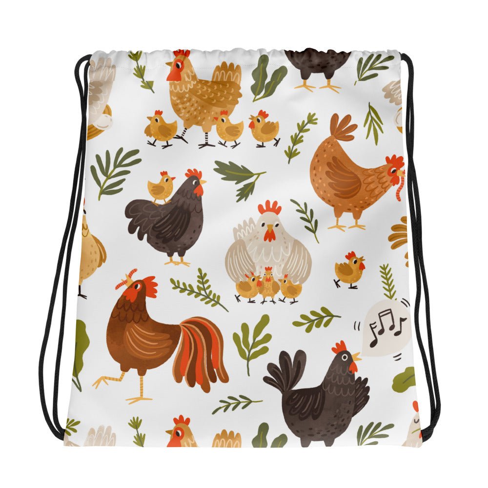 Whimsical Chicken Drawstring Bag - Cluck It All Farms