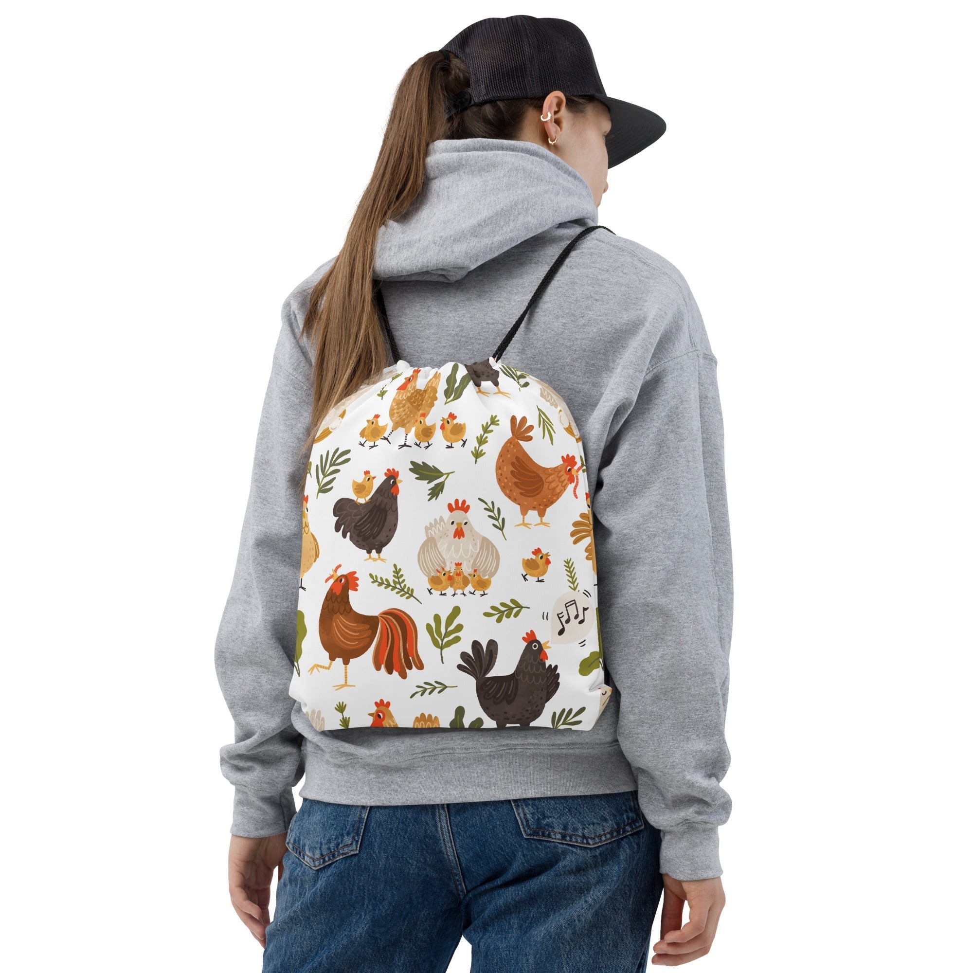 Whimsical Chicken Drawstring Bag - Cluck It All Farms